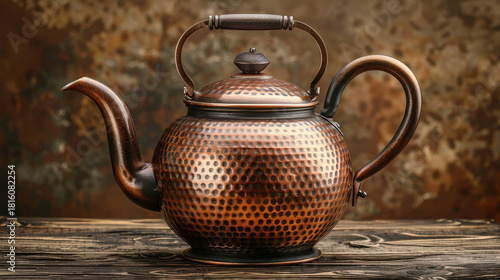 Antique brown ceramic teapot and cup on a white background for a traditional tea ceremony
