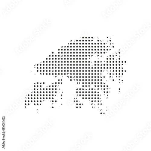 Hong Kong halftone map vector with dotted island and peninsula silhouette, clean black dot pattern outline, modern minimal geographic abstract design for posters, prints, and infographics