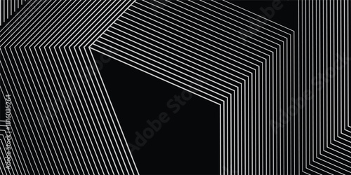 Futuristic Dark Background with Abstract Black and White Geometric Lines