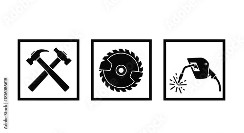 Set of Construction and Workshop Tool Icons