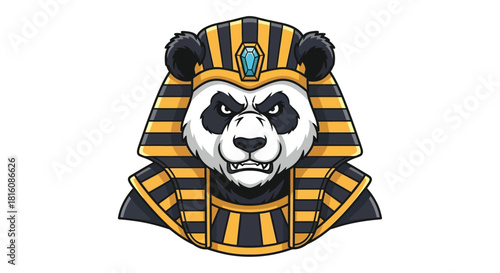 Egyptian Pharaoh Panda Mascot Illustration
