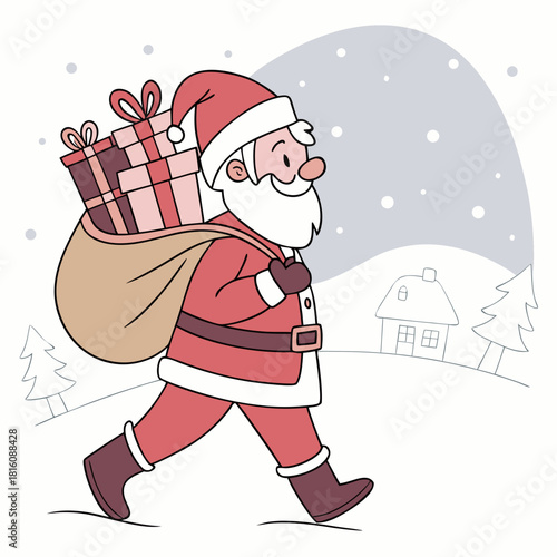 Santa gifts winter icon