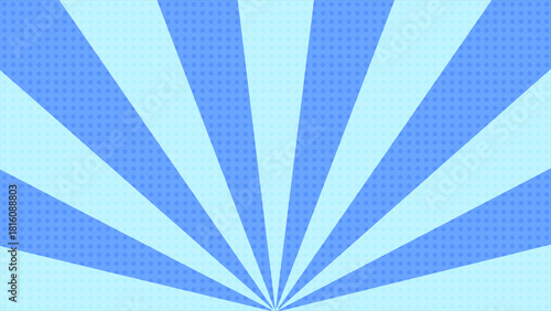 下から伸びるサンバースト背景素材（青）	