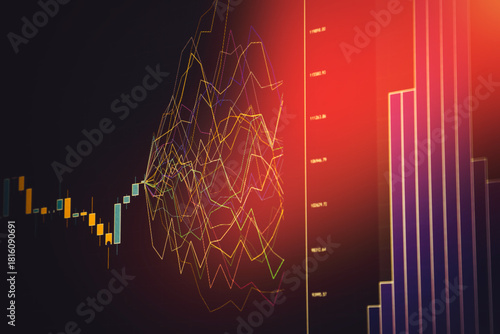 Colorful financial data visualization with graphs