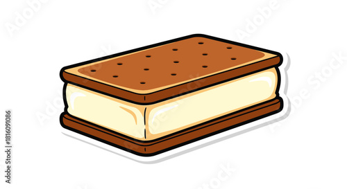 Delicious Ice Cream Sandwich A Classic Treat with Creamy Vanilla and Chocolate Wafers for Summer Fun