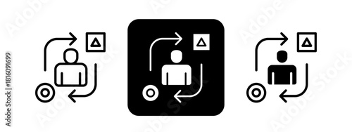 Adaptability Solid color and black line drawing vector illustration set