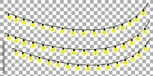String lights vector illustration on transparent background for festive decorations and celebrations