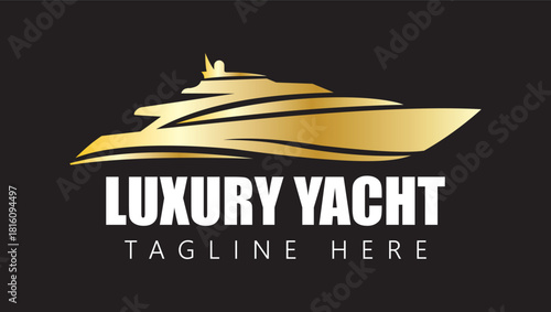 Golden Luxury Yacht Logo on Black