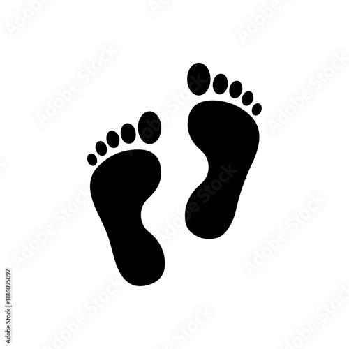 Black Footprints Icon on White Background.