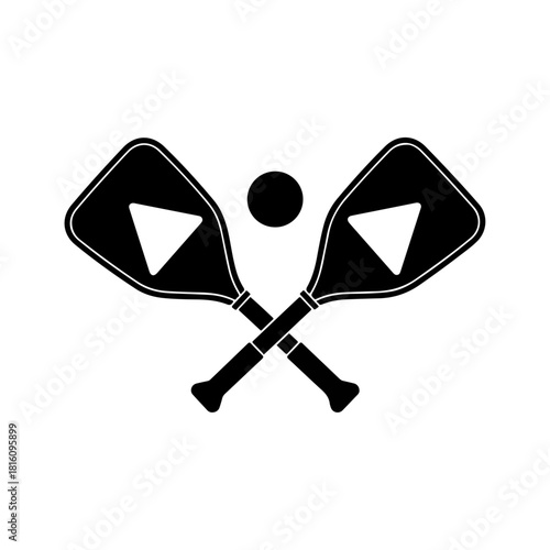 Pickleball paddles crossed with ball icon for sports design.