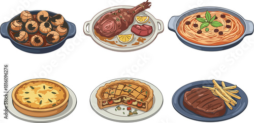 culinary canvas a handdrawn feast of european delights for your palate, isolated on transparent background