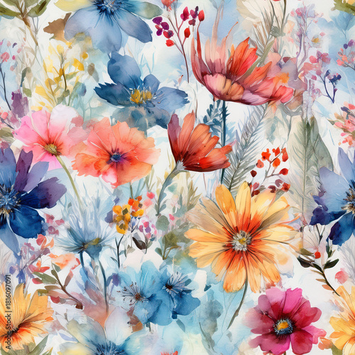 Wallpaper Mural Seamless Watercolor Wildflower Patterns for Textile and Wallpaper Torontodigital.ca