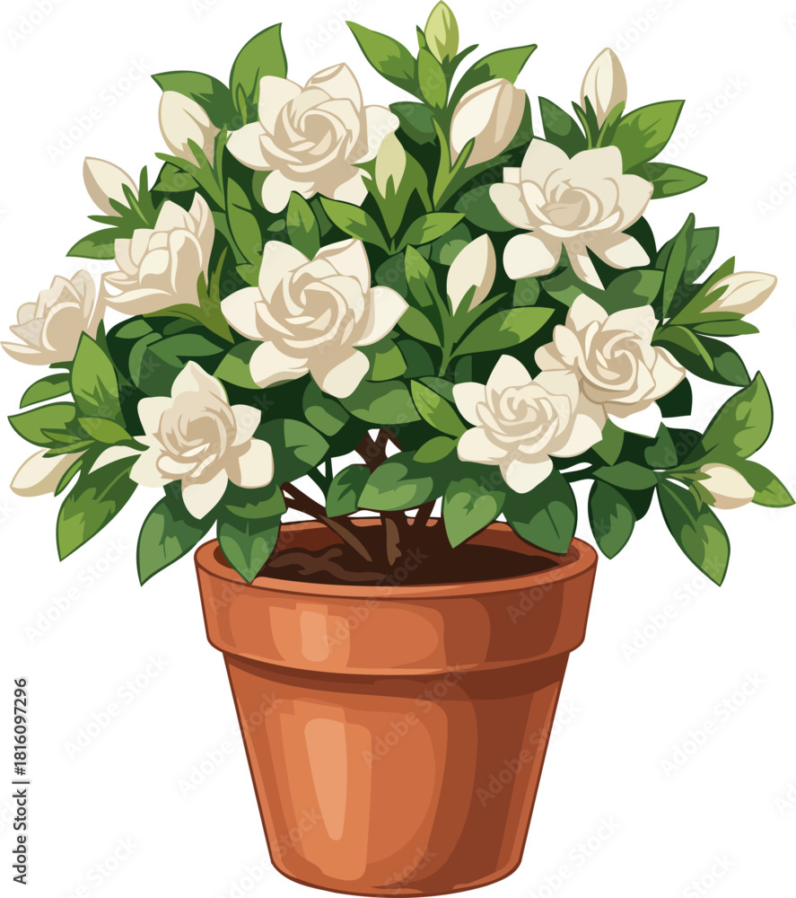 Fototapeta premium porcelain blooms a potted ode to purity, freshness, and enduring botanical grace, isolated on transparent background