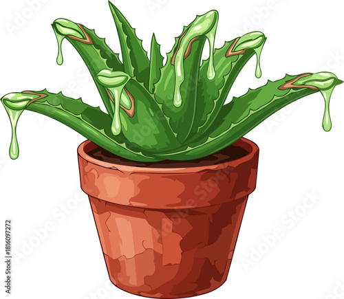 natures liquid gold soothing aloe essence dripping for wellness and care, isolated on transparent background