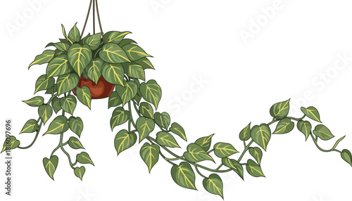 verdant cascades bringing organic flow and serene vibrancy to modern spaces, isolated on transparent background