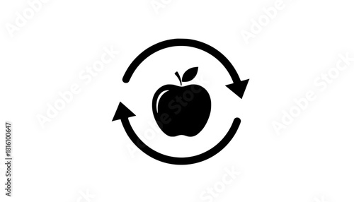 Apple Refresh A Simple Icon Representing Renewal, Health, and the Cycle of Nutritious Food