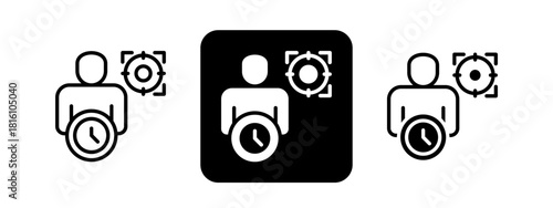 Discipline Solid color and black line drawing vector illustration set