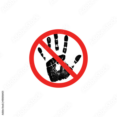 Stop hand symbol graphic illustration no entry sign.