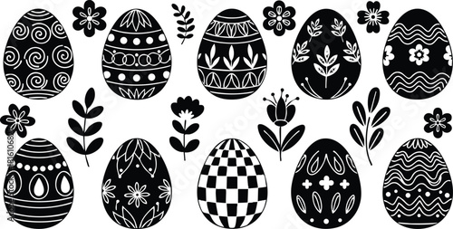 Easter eggs decorated with floral patterns and intricate designs for festive celebrations and springtime joy