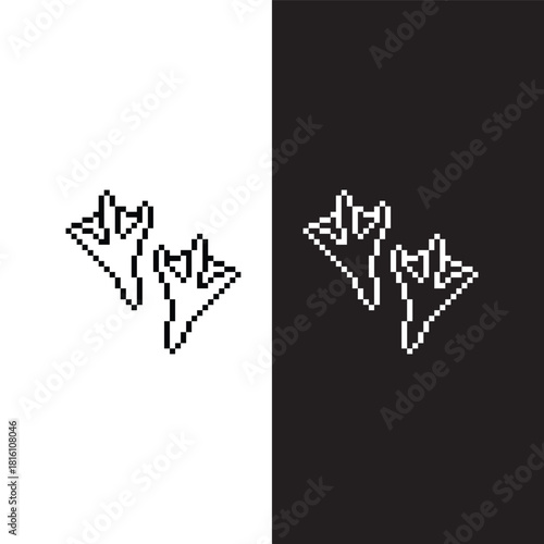 black  and white pixel art foot  duck  8 bit  vector icon art for computer game	
