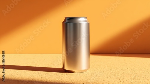 Silver can on orange