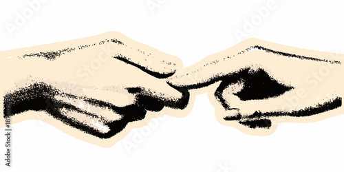 Stylized illustration of two fingers touching in a promise gesture