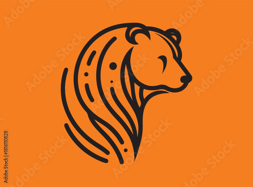 grizzly, animal, silhouette, bear, drawing, graphic, art, illustration, isolated, black, design, icon, line, vector, wild, mascot, tattoo, beast, mammal, vignetting, cartoon, face, head, vintage, whit