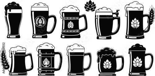 Various beer mugs and glasses showcasing different styles and designs for beer enthusiasts and brewers 