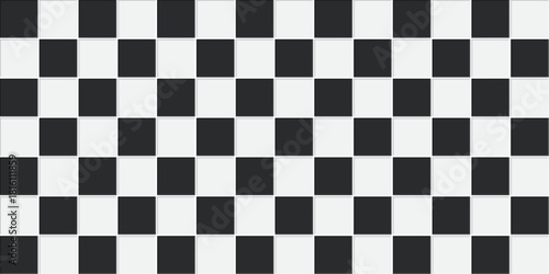 Black and white  ceramic tiles diagonal texture background with classic checkerboard pattern vector illustration