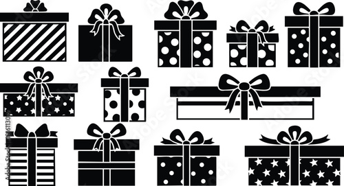 Various gift boxes with decorative bows ideal for special occasions like birthdays or holidays