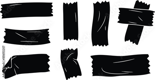 Black tape vector illustration for creative projects, suitable for various design needs and DIY crafts 