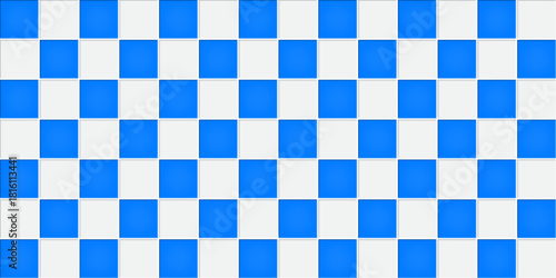 Blue and white  ceramic tiles texture background with classic checkerboard pattern vector illustration