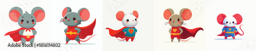 cute mouse vector in superhero costume