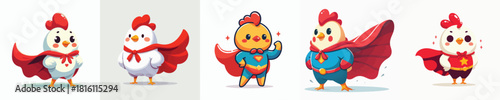 cute chicken vector in super hero costume