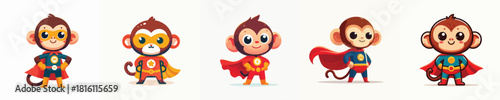 cute monkey vector in super hero costume