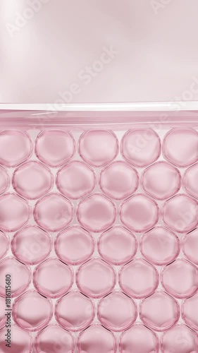 3d Animation Serum through the skin cells for repair wrinkles. Skin structure layer microstructure. Concept for Repair skin cell. Skin collagen up.	
