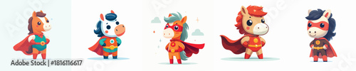 cute horse vector in super hero costume