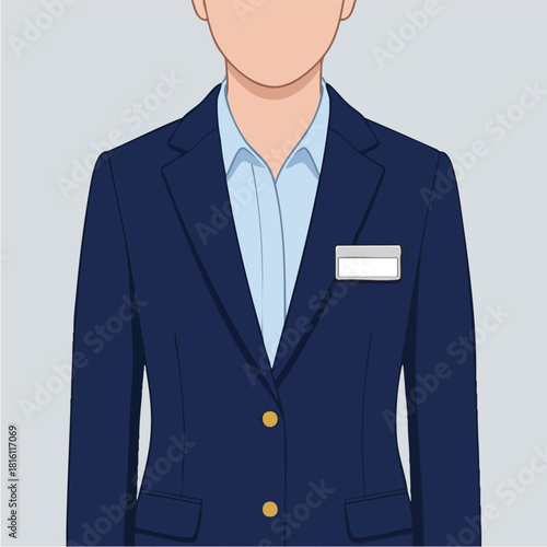 Professional Uniform Blazer with Blank Name Tag