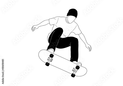 Dynamic silhouette of a skater performing an aerial trick