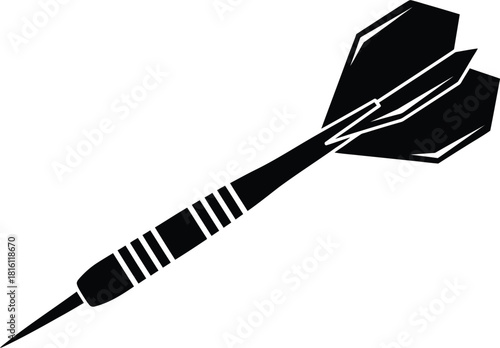 A sleek black dart isolated on a plain white background simple design