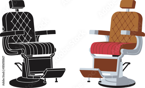 A comparative view of barber chairs in black and brown color schemes
