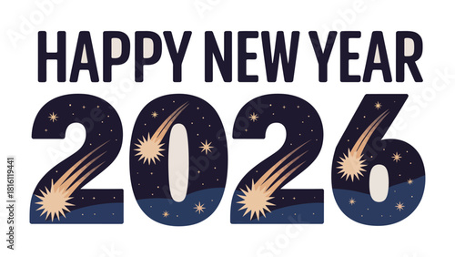 New Year's Eve 2026 Celebration: A vibrant and colorful design wishing a Happy New Year 2026, creating festive vibes for upcoming new year celebration.