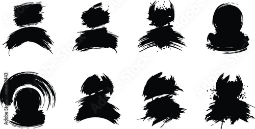 Artistic silhouette avatars with brush stroke style for creative projects and digital art 