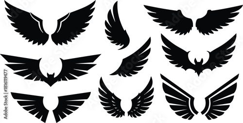 Various Artistic Wing Designs for Creative Projects and Illustrations Featuring Unique Styles and Shapes 