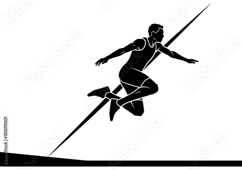 Dynamic runner silhouette leaping forward in action pose