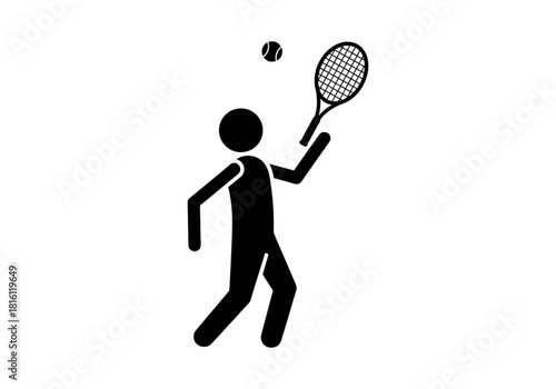 Silhouette of tennis player swinging racket with ball in motion