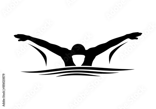 Serene yoga pose silhouette in nature setting with trees and water reflection