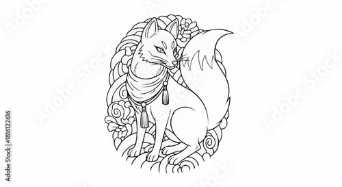 Elegant fox illustration with detailed fur and focused gaze.