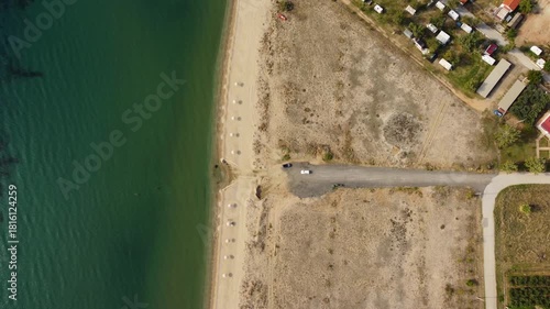Aerial View of Untouched Sandy Beach and Sea Shore, Greece