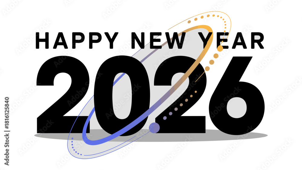 Fototapeta premium New Year 2026: A minimalist greeting celebrates the dawn of the year 2026, conveying anticipation and optimism for the future.